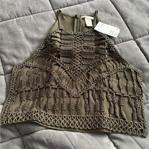 H&M Olive Green Crochet Halter Top